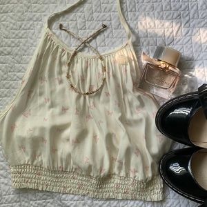 SUPER CUTE DAINTY TIE HALTER TOP